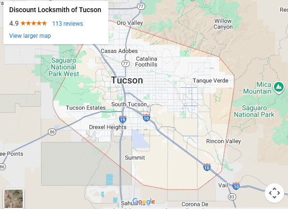 Discount Locksmith of Tucson Map