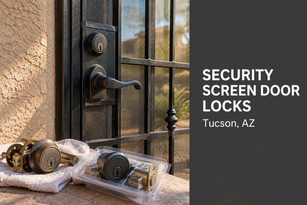 Security screen door lock replacement in Tucson